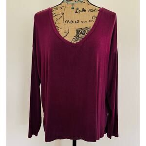 American Eagle Wmns Soft & Sexy Long Sleeve Berry Magenta Wine Purple Top Medium